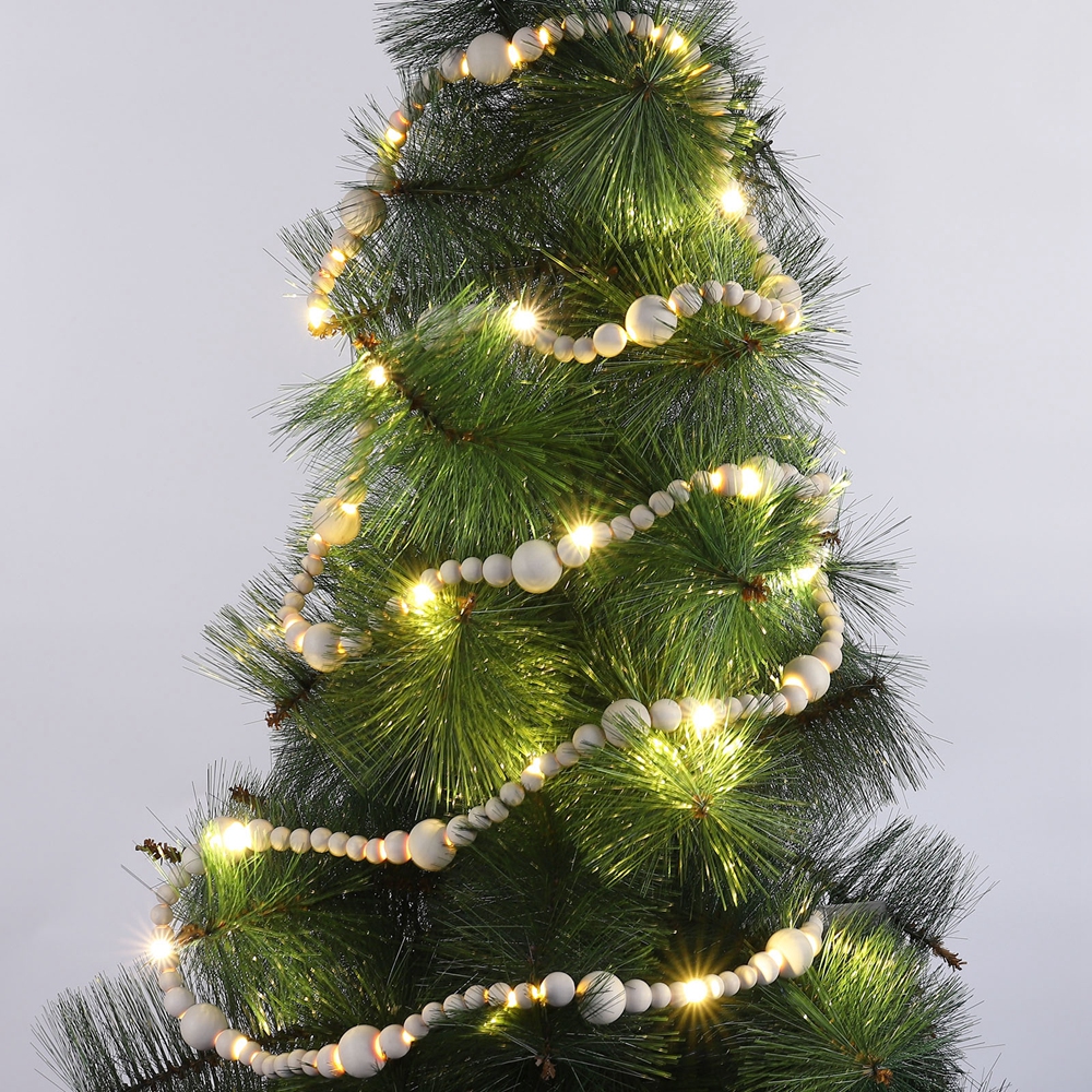 Clearance Sales!Christmas Wood Bead Garland, 7 FT LED Lighted Boho Natural Beaded  Garland Wall Hanging Decor, Rustic Christmas Tree Bead Decor 